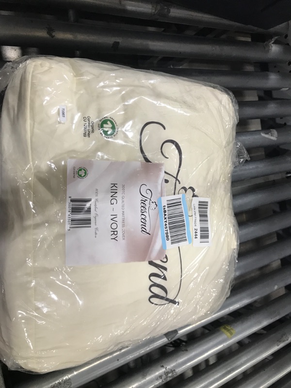 Photo 1 of 100% Cotton Organic Mattress Protector | Breathable & Noiseless GOTS Organic Mattress Pad with Premium 300GSM Durability | Machine Washable Quilted Bed Protector with Deep Pocket (Ivory, King)