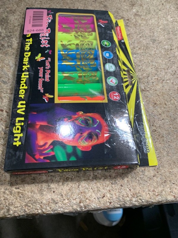 View 2 of 12 PCS Glow Face Body Paint, Glow In The Dark Under UV Black Light Sticks Makeup Neon Face Painting Kits for Adult Halloween Festival Accessory Glow Party Supplies