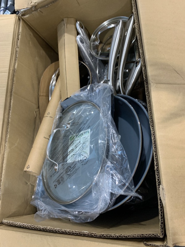 View 3 of **READ NOTES**
GreenPan 17 Piece Nonstick Swift Cookware Set, Ceramic PFAS-Free Pots & Pans with Lids, Dishwasher & Oven/Broiler Safe to 600F, Kitchen Cooking Set, Sauce, Saute, Stock, Griddle, Frying Pans, Gray
