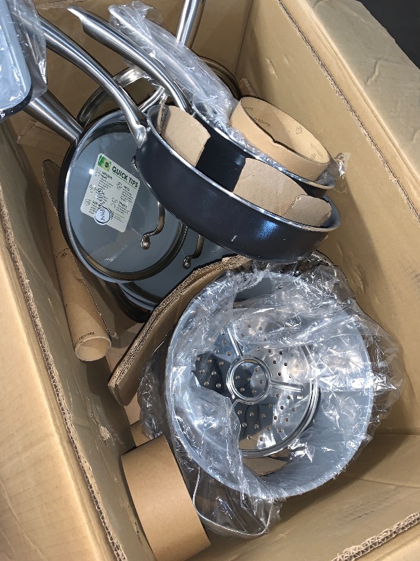 View 4 of **READ NOTES**
GreenPan 17 Piece Nonstick Swift Cookware Set, Ceramic PFAS-Free Pots & Pans with Lids, Dishwasher & Oven/Broiler Safe to 600F, Kitchen Cooking Set, Sauce, Saute, Stock, Griddle, Frying Pans, Gray