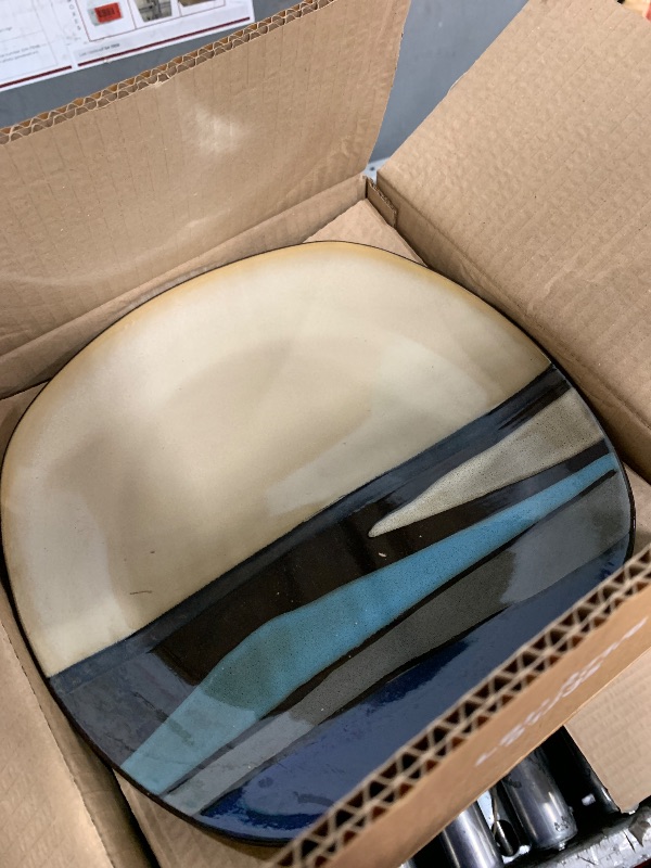 Photo 1 of **Stock Pic for Reference** Gibson Elite Villa Amadora - Made in Portugal - 12 Piece Dinnerware Set for 4, Two Tone Tan and Black Speckled Stoneware Plates and Bowls Sets, Dish Set with Dinner Plates Salad Plates & Cereal Bowls