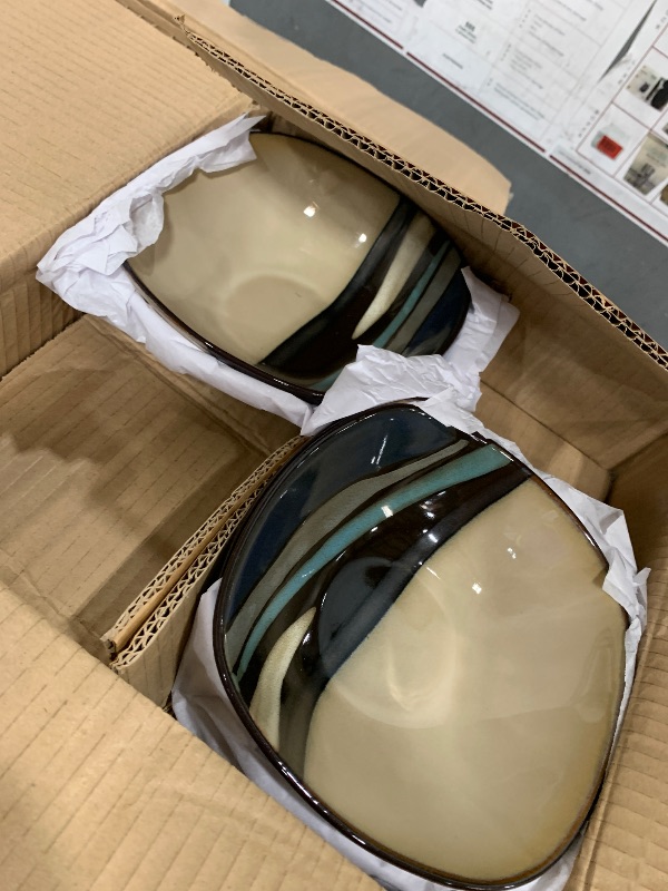 Photo 1 of **Stock Pic for Reference** Gibson Elite Villa Amadora - Made in Portugal - 12 Piece Dinnerware Set for 4, Two Tone Tan and Black Speckled Stoneware Plates and Bowls Sets, Dish Set with Dinner Plates Salad Plates & Cereal Bowls