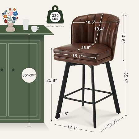 Photo 1 of Barstools with Backs and Metal Legs, Upholstered Bar