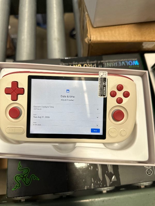 Photo 1 of ***TESTED FOR POWER ONLY*** AYANEO Pocket AIR Mini Android Handheld Game Console - 4.2" HD 4:3 Retro Gaming Screen, MTK G99 Octa-Core, Hall Effect Joystick & Triggers, Portable Gaming Device (Retro White, 3G+64G)