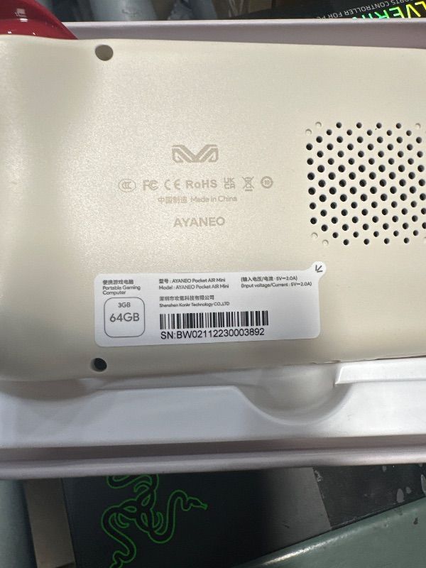 Photo 1 of ***TESTED FOR POWER ONLY*** AYANEO Pocket AIR Mini Android Handheld Game Console - 4.2" HD 4:3 Retro Gaming Screen, MTK G99 Octa-Core, Hall Effect Joystick & Triggers, Portable Gaming Device (Retro White, 3G+64G)