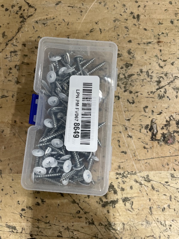 Photo 1 of #8 x 1 (120 PCS) Modified Truss Head Wood Screws, Phillips Drive Quick Metal Self Tapping Screws, White Head, Full Thread, Screwdriver Bit Included