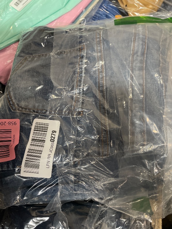View 2 of (junior size medium) roswear Women’s Wide Leg Jeans Casual High Waisted Stretch Baggy Loose Denim Pants 104 Blue Large