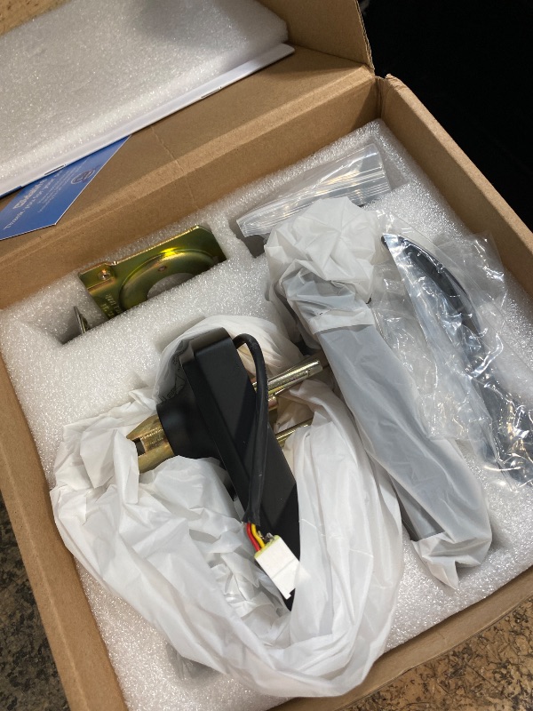 Photo 1 of **** damaged wire on connector ****
**major damage**
 dHidalife Keypad Door Lock with Handle, Keyless Entry for Front Door, Manual Passage Mode, Matte Black