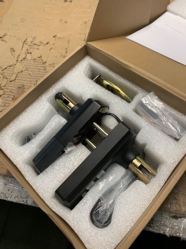 Photo 1 of **** damaged wire on connector ****
**major damage**
 dHidalife Keypad Door Lock with Handle, Keyless Entry for Front Door, Manual Passage Mode, Matte Black