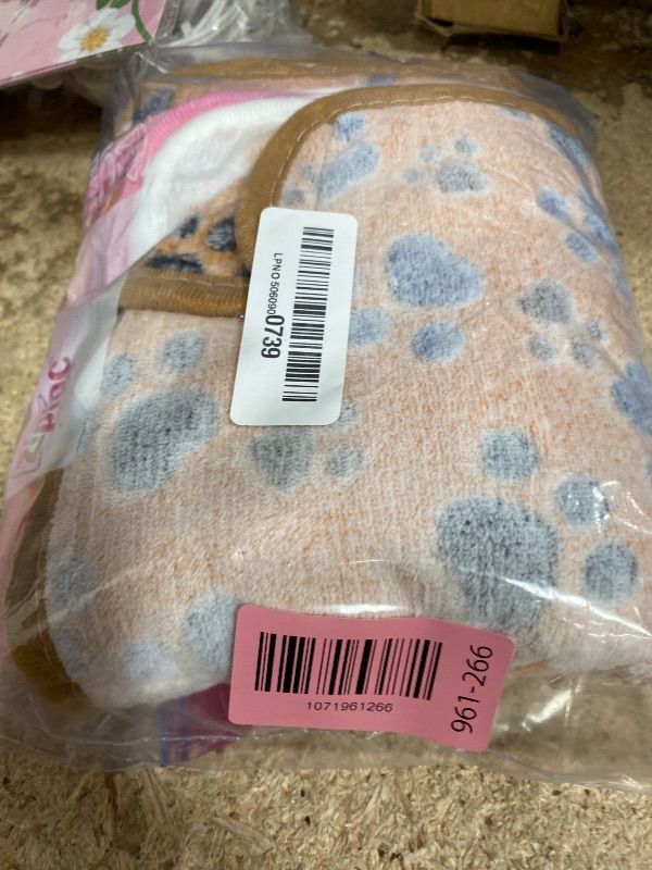 Photo 1 of 1 Pack 3 Blankets Super Soft Fluffy Premium Fleece Pet Blanket Flannel Paw Printed Throw for Dog Puppy Cat (Small 23x16'', Brown, Pink, White)