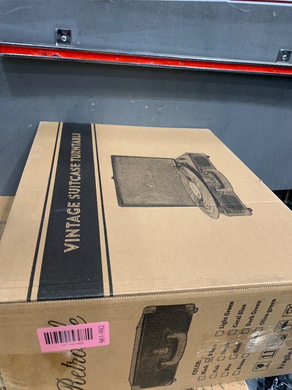 Photo 1 of **Black**Turntable Vinyl Record Player 3-Speed Suitcase Portable Belt-Driven Record Player with Built-in Speakers RCA Line Out AUX in Headphone Jack Vintage White