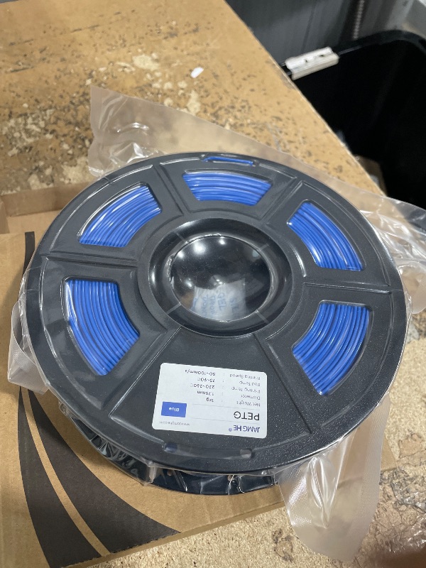 Photo 1 of (1 roll) PETG Filament for 3D Printer, JAMG HE 1.75mm 1KG Precision +/- 0.02 mm PETG Filament Spool for 3D Printing Refills (6Blue)