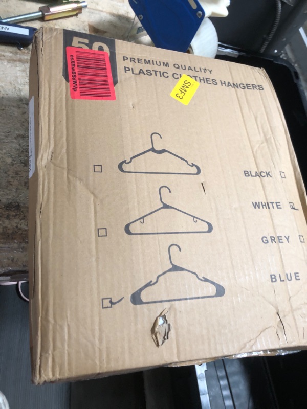 Photo 1 of ***MISSING PARTS***
HOUSE DAY Plastic Hangers 50 Pack - White Clothes Hangers with Non-Slip Shoulder Grooves, Durable and Sturdy Coat Hanger, Space Saving Slim Design Perfect for Closet Organizers and Storage