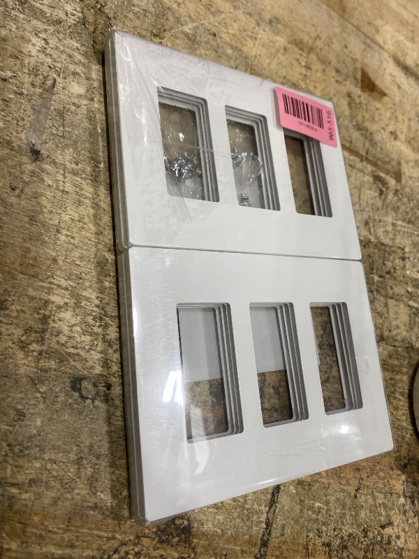 Photo 1 of [4 Pack] BESTTEN 3 Gang Mid-Size Screwless Outlet Cover, Midway Decorative Wall Plate, USWP6 Gloss Snow White, Midsize H4.88" x W6.74"