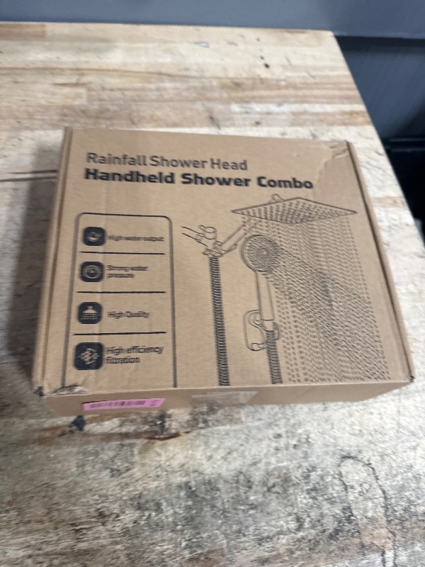 Photo 1 of **************FOR PARTS ONLY- missing parts************
Shower Head, 8 inch Multifunction High Pressure Rain Shower Head with Handheld Spray Combo with 11'' Angle Adjustable Extension Arm/Flow Regulator/Shower System Matte Black