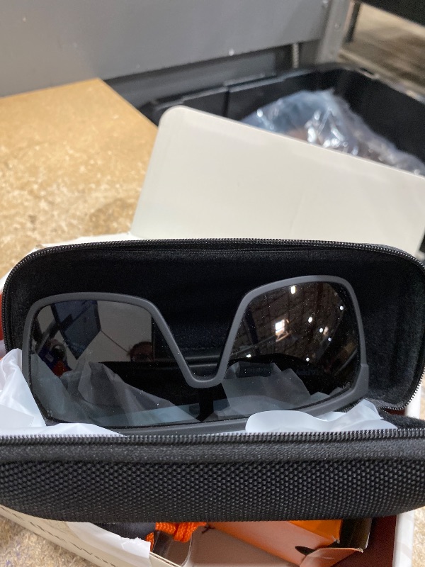 Photo 1 of *BROKEN ARM* Spy Flynn 6700000000076 134MM Soft Matte Black/Happy Gray Green Polar with Silver Mirror Square Sunglasses for Men +Bundle with Accessory Eyewear Kit