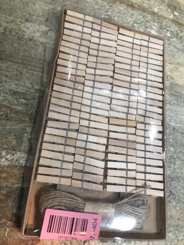 Photo 1 of 1.35 Inch Mini ClothesPins for Photo?100 Pcs? with 32 Feet Jute Twine?Mini Clothes Pins for Crafts,Wooden Small Clothes Pins for Pictures,Tiny Decorative Clothespins for Baby Shower(Natural Color)