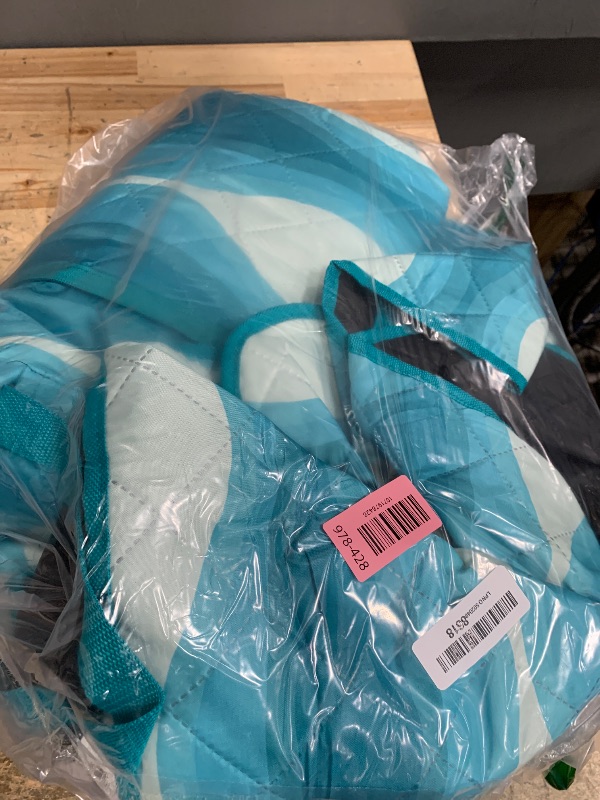 View 2 of #WEJOY 3 in 1 Outdoor Picnic Blanket, Padded 3 Layers Beach Blanket, 80x60'', 4 Person, Easy to Fold, Waterproof for Lawn,Camping, Park (Cyan)