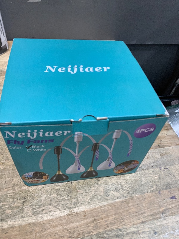 Photo 1 of **Only two** Neijiaer Fly Fans for Tables, Practical Fly Repellent Fan with Soft Blades, USB or Batteries Powered, Soundless and Portable Keeps Your Food Clean(4 Pack)