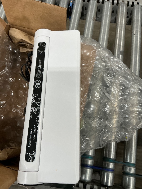 Photo 1 of (missing bags) Vacuum Sealer Machine for Food, 75KPA Strong Suction, Moist/Dry Modes, 20 Vacuum Seal Bags for Food, Digital Countdown Timer, Compact Lightweight,with Starter Kits(White)