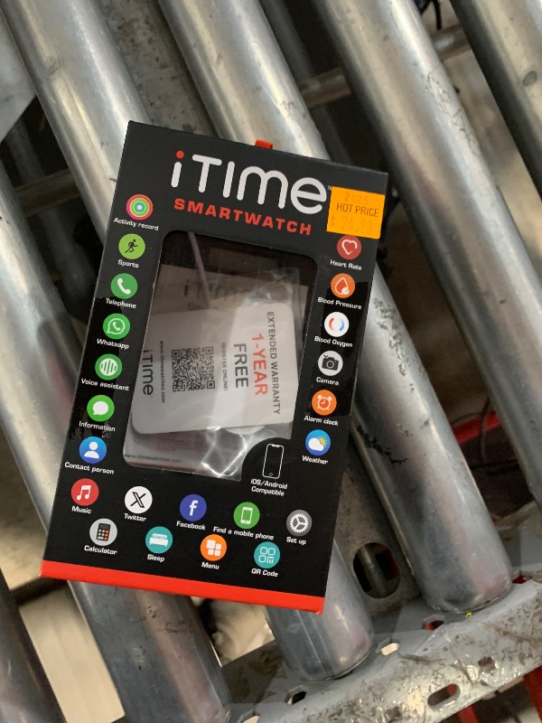Photo 1 of ===== SOLD FOR PARTS===== ITime Smart Watch Silicone Band Black Touch Screen Android Open Box
