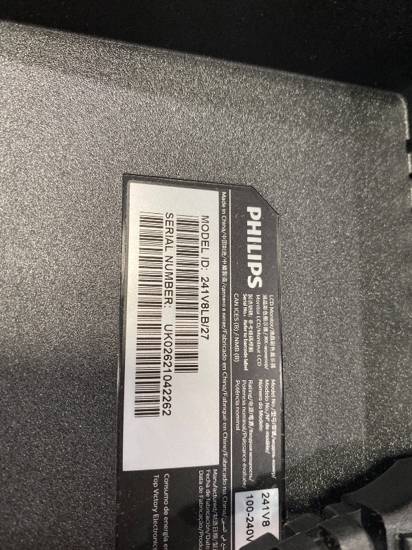 Photo 1 of **PARTS ONLY**Philips 24 Inch Computer Monitor FHD 100Hz VA VESA Flicker-Free, 241V8LB
