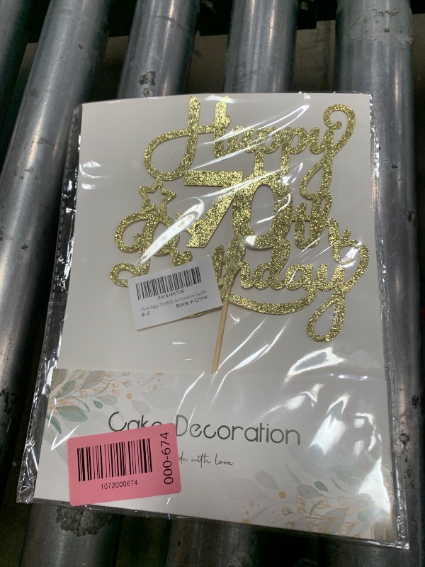 Photo 1 of 1 Pack Happy 70th Birthday Cake Topper Gold Glitter 70 & Fabulous Cheers to 70 Years Old 70th Birthday Cake Pick for Celebrating 70th Birthday Anniversary Party Cake Decorations Supplies