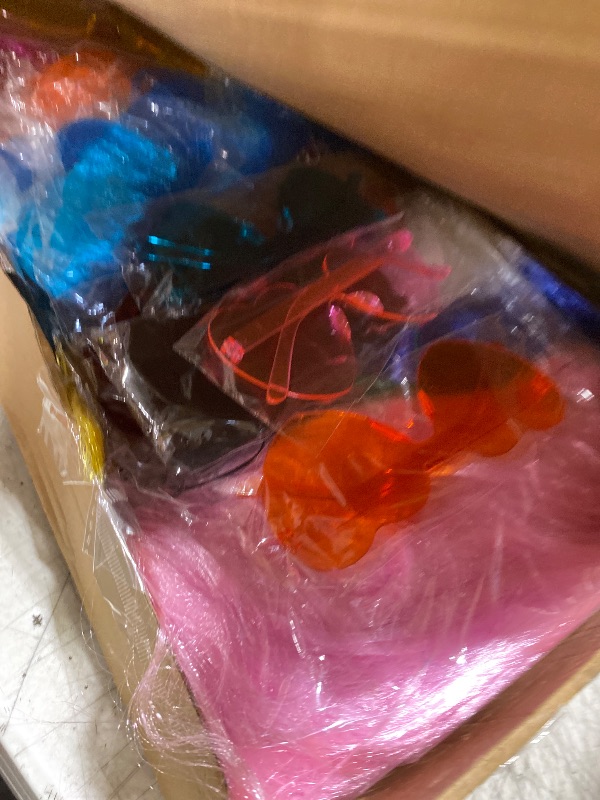 Photo 1 of PLULON 14 Pieces Colorful Wigs, Party Wigs and Sunglass Set, Neon Short Bob Wig Sunglass Pack Costume Colorful Cosplay Wig Daily Party Hairpieces Bachelorette Halloween Costume