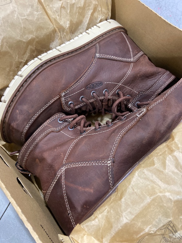 Photo 1 of KEEN Utility Men's San Jose 6" Soft Toe Wedge Work Boots, Gingerbread/Off White, 11 US