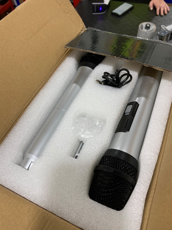 Photo 1 of Karaoke Machine with 2 Wireless Mics, Portable Bluetooth Speaker with LED Lights for Adults & Kids, USB/AUX, Powerful Subwoofer, Outdoor Karaoke Speaker for Home Party Travel