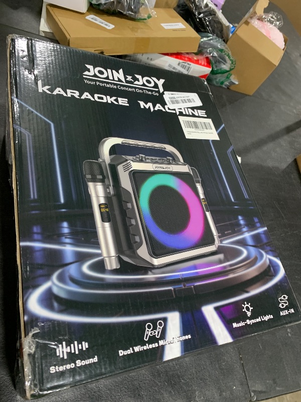 Photo 1 of Karaoke Machine with 2 Wireless Mics, Portable Bluetooth Speaker with LED Lights for Adults & Kids, USB/AUX, Powerful Subwoofer, Outdoor Karaoke Speaker for Home Party Travel