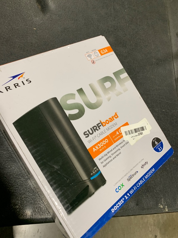 Photo 1 of ARRIS (G34) - Cable Modem Router Combo - Fast DOCSIS 3.1 Gigabit WiFi 6 (AX3000), Approved for Comcast Xfinity, Cox, Spectrum & More, 1 Gbps Max Internet Speeds