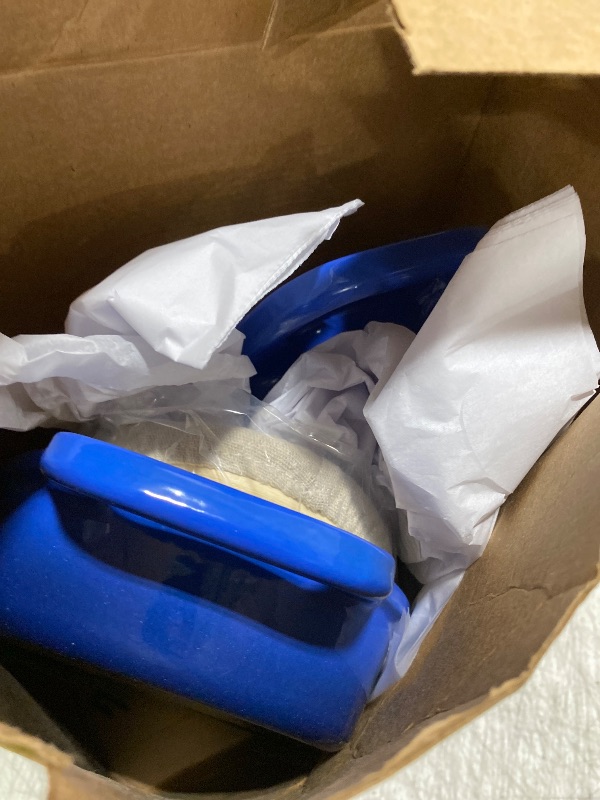 Photo 1 of YONILL Mini Double Dutch Oven for Sourdough Bread Baking - Enameled Cast Iron Dutch Oven Pot with Lid and 5" Banneton Bread Proofing Basket Kit, Dual Round Bread Loaf Pan for Homemade Baking (Dark Blue)