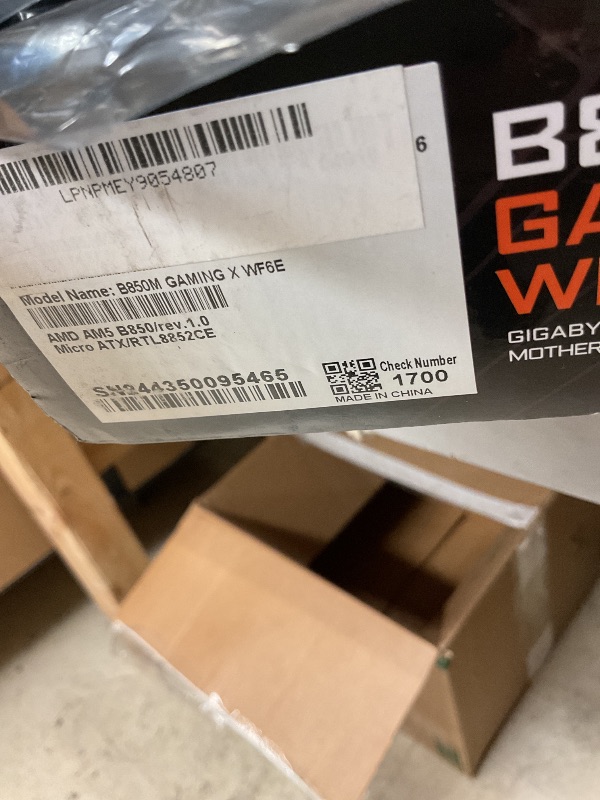 Photo 1 of SEE NOTES AND PICTURES,,,,,,,,,,GIGABYTE B850M Gaming X WIFI6E AMD AM5 mATX Motherboard, Support AMD Ryzen 9000/8000/7000 Series, DDR5, 10+2+2 Power Phase, 2X M.2, PCIe 5.0, USB-C, WIFI6E, 2.5GbE LAN, EZ-Latch, 5-Year Warranty