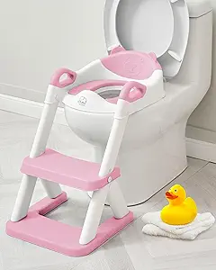 Photo 1 of PURPLE Girls Potty Training Seat with Step Stool Ladder, Pink Toilet Potty Seat for Baby Girl Toddlers, Kids Chair Stairs with Handles and Soft Cushion