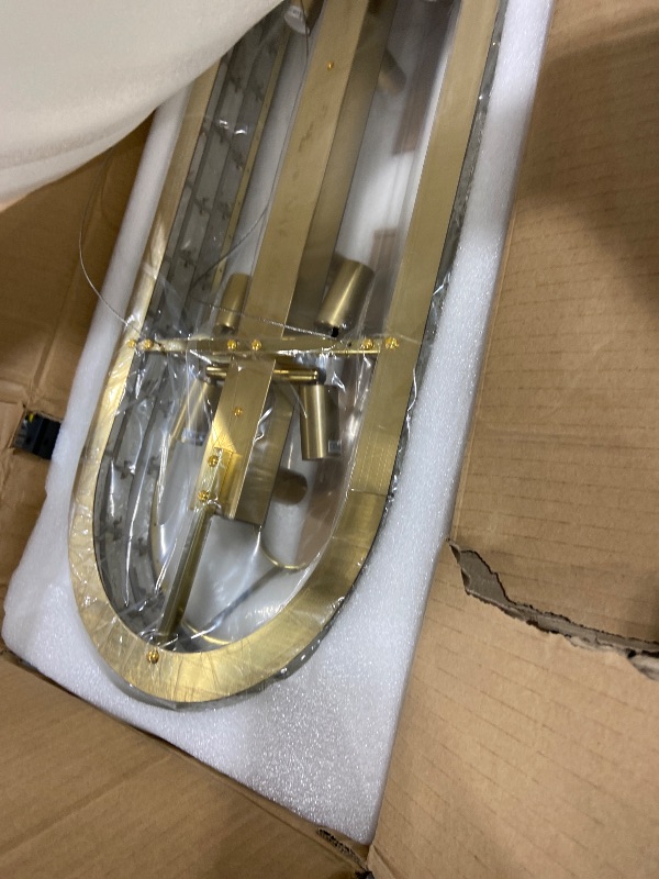 View 3 of HUANXISHA 49.2" L Modern Crystal Chandeliers for Dining Room 18 Lights Gold Chandelier Large Rectangle Crystal Chandelier Pendant Light Fixture Kitchen Entryway Living Room 49.2" L x 8.7" H