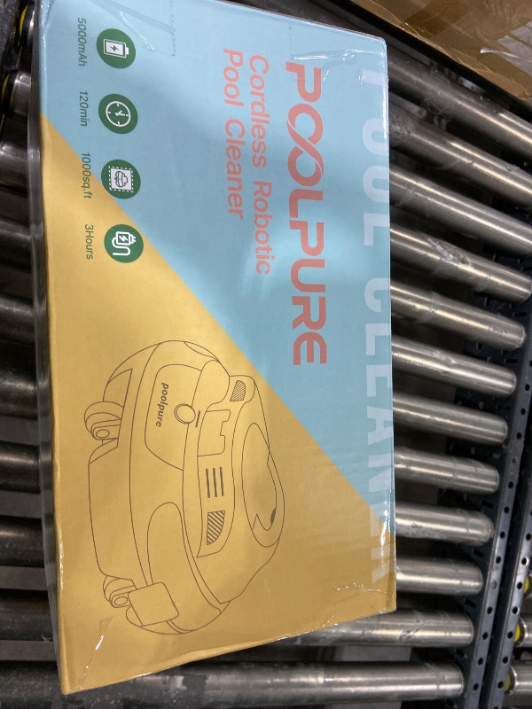 Photo 1 of Cordless Robotic Pool Cleaner with Dual 30W Motors, 5000mAh Battery, 120 Minutes Runtime, Automatic Cleaning, Waterproof (White)