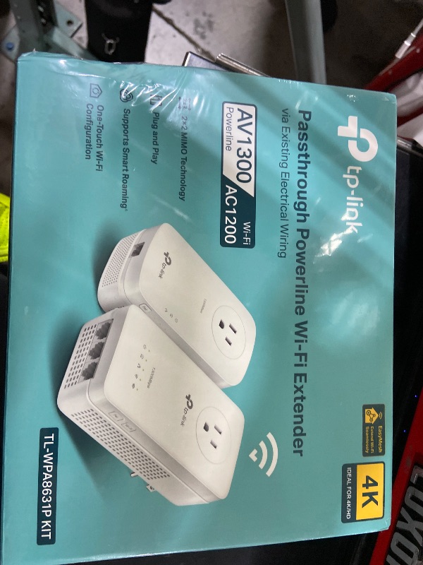 Photo 1 of TP-Link Powerline WiFi Extender TL-WPA8631P KIT- Includes AV1300 Powerline Network Adapter and AC1200 Dual Band Extender, 2x2 MIMO, 3 Gigabit Ports, Passthrough, Plug & Play, Free Expert Support
