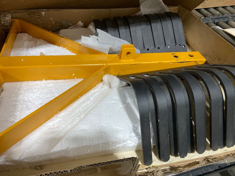 Photo 1 of YITAMOTOR 3 Point Landscape Rock Rake for Category 1, 5 FT Attach Tractor Rake with 360 Degree Rotation, Tow-Behind Lawn Garden Tool Attachment for Compact Tractors