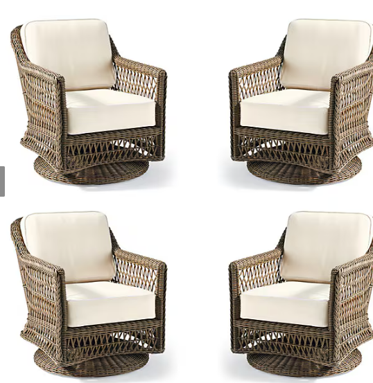 Photo 1 of 4-pc. Swivel Lounge Chair in Driftwood Wicker STOCK PHOTOT FOR REFERENCE ONLY