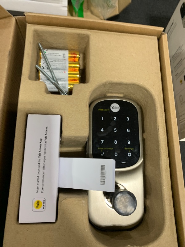 Photo 1 of Yale Assure Lever Entry Door Lock with Wi-Fi Connected Touchscreen, Satin Nickel Smart Keypad Door Lock with Handle and Back-Up Key, YRL226-WF1-619