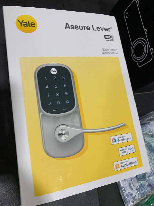 Photo 1 of Yale Assure Lever Entry Door Lock with Wi-Fi Connected Touchscreen, Satin Nickel Smart Keypad Door Lock with Handle and Back-Up Key, YRL226-WF1-619