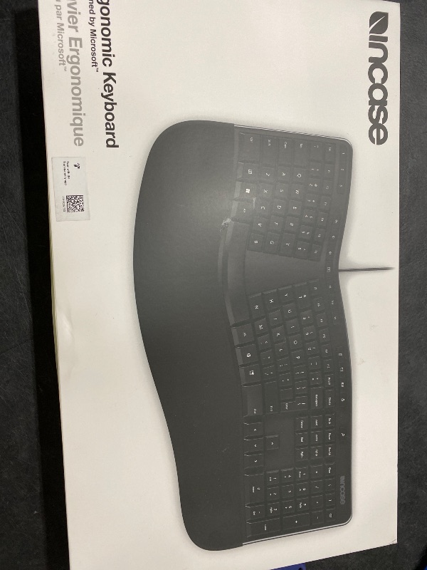 Photo 1 of Incase Ergonomic Keyboard – Designed by Microsoft – Refined Ergonomic Design, Built-in Shortcuts Keys, Layered Palm Rest for Elevated Wrist Support, Integrated Number Pad – Black