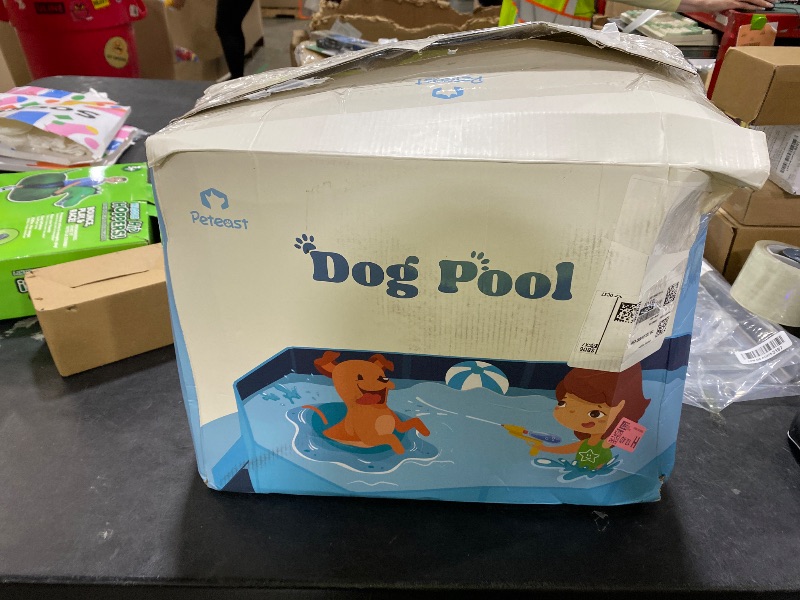 Photo 1 of Peteast Foldable Dog Pool - Extra Large 71" x 39" x 12" Hard Plastic Portable Pet Bath Tub with Non-Slip & Reinforced Stability, Collapsible Design for Indoor Outdoor Backyard Use (Blue)