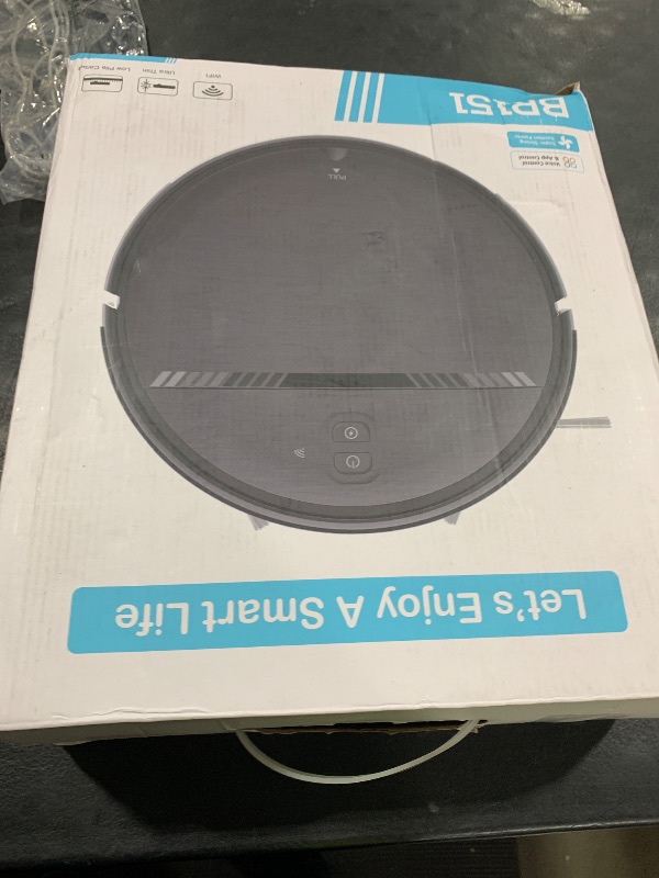 Photo 1 of Robot Vacuum Cleaner, Smart Robotic Vacuum Wi-Fi Connected, App Control, Compatible with Alexa and Google Assistant, Automatic Self-Charging Robot Vacuum Perfect for Pet Hair, Carpets and Hard Floors