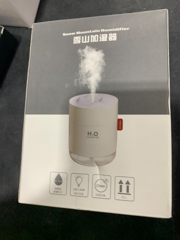 Photo 1 of Portable Mini Humidifier, 500ml Small Cool Mist Humidifier, USB Personal Desktop Humidifiers for Baby Bedroom Travel Office Home, Auto Shut-Off, 2 Mist Modes, Super Quiet, White