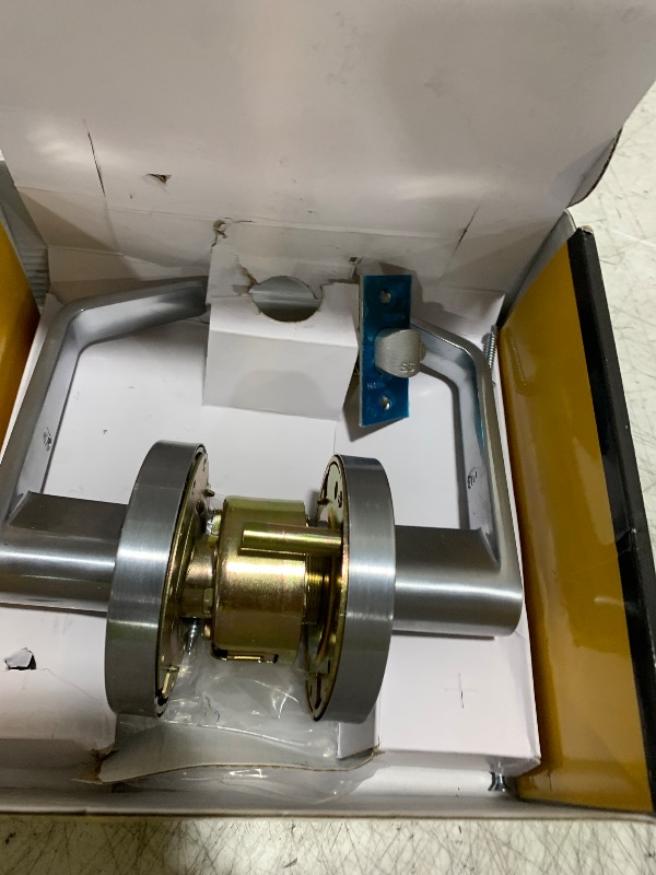 Photo 1 of HISAFE Keyed Entry Grade 2 Commercial Door Locks Heavy Duty Office Door Lever, Non-Handed, UL 3 Hour Fire Rated, ADA Compliant, Satin Chrome Finish 26D, 2-3/4''Backset X-XG-ET-70