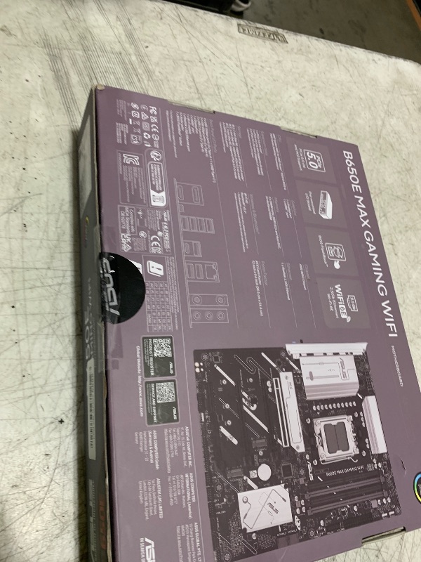 Photo 1 of ASUS B650E MAX Gaming WiFi AMD B650 ATX Motherboard, DDR5, PCIe 5.0 Ready, 3X M.2 Slots, Wi-Fi 6E, Realtek 2.5Gb Ethernet, DisplayPort, HDMI™, USB 10Gbps Type-A & Type-C®, BIOS Flashback™, Aura Sync