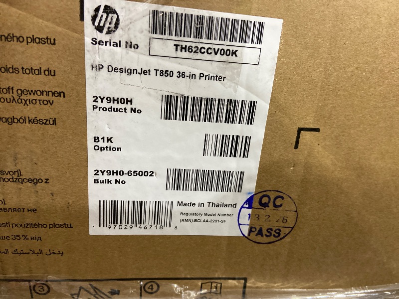 Photo 1 of HP DesignJet T850 Large Format 36-inch Color Plotter Printer, Includes 2-Year Warranty Care Pack (2Y9H0H)