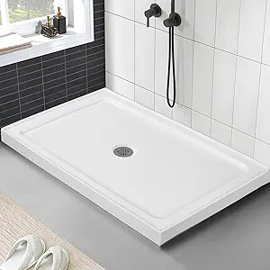 Photo 1 of Shower Base with Stainless Steel Drain, Shower Pan ? Tray with Non-Slip Texture, Center Drain